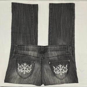 Y2K Grunge Emo Terra Nostra embroidered pocket grey straightlow rise jeans 29
